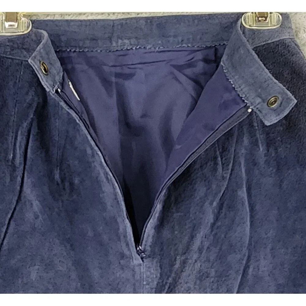 Passports Vest Skirt Set Womens Medium Blue Leather Full Zip Vintage Knee Length - Picture 11 of 16
